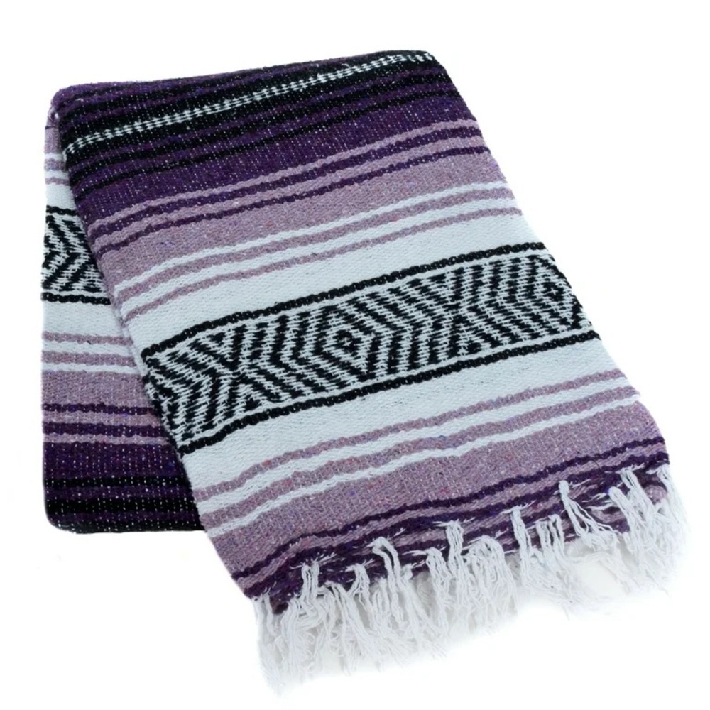 Purple and White Striped Blanket